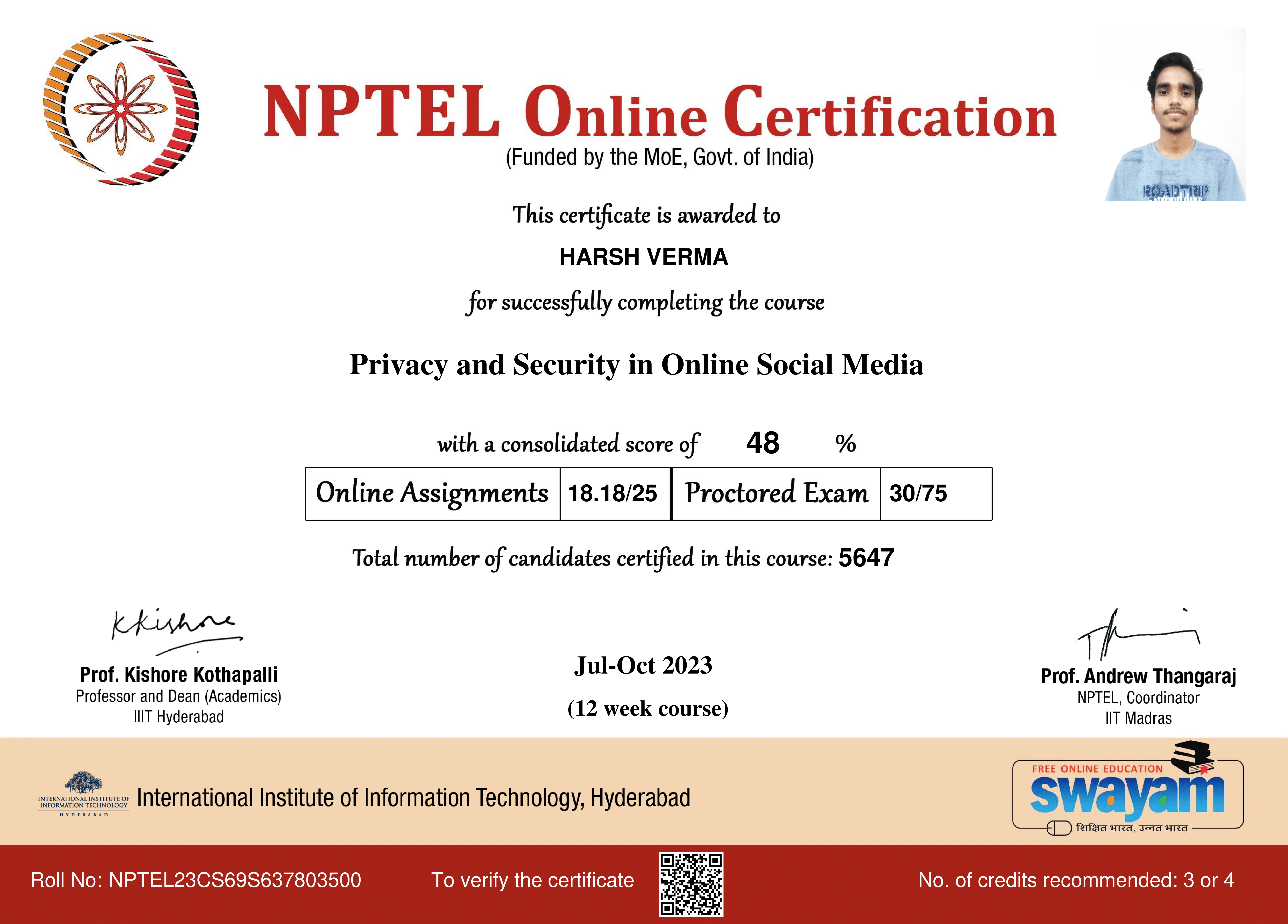NPTEL Certificate